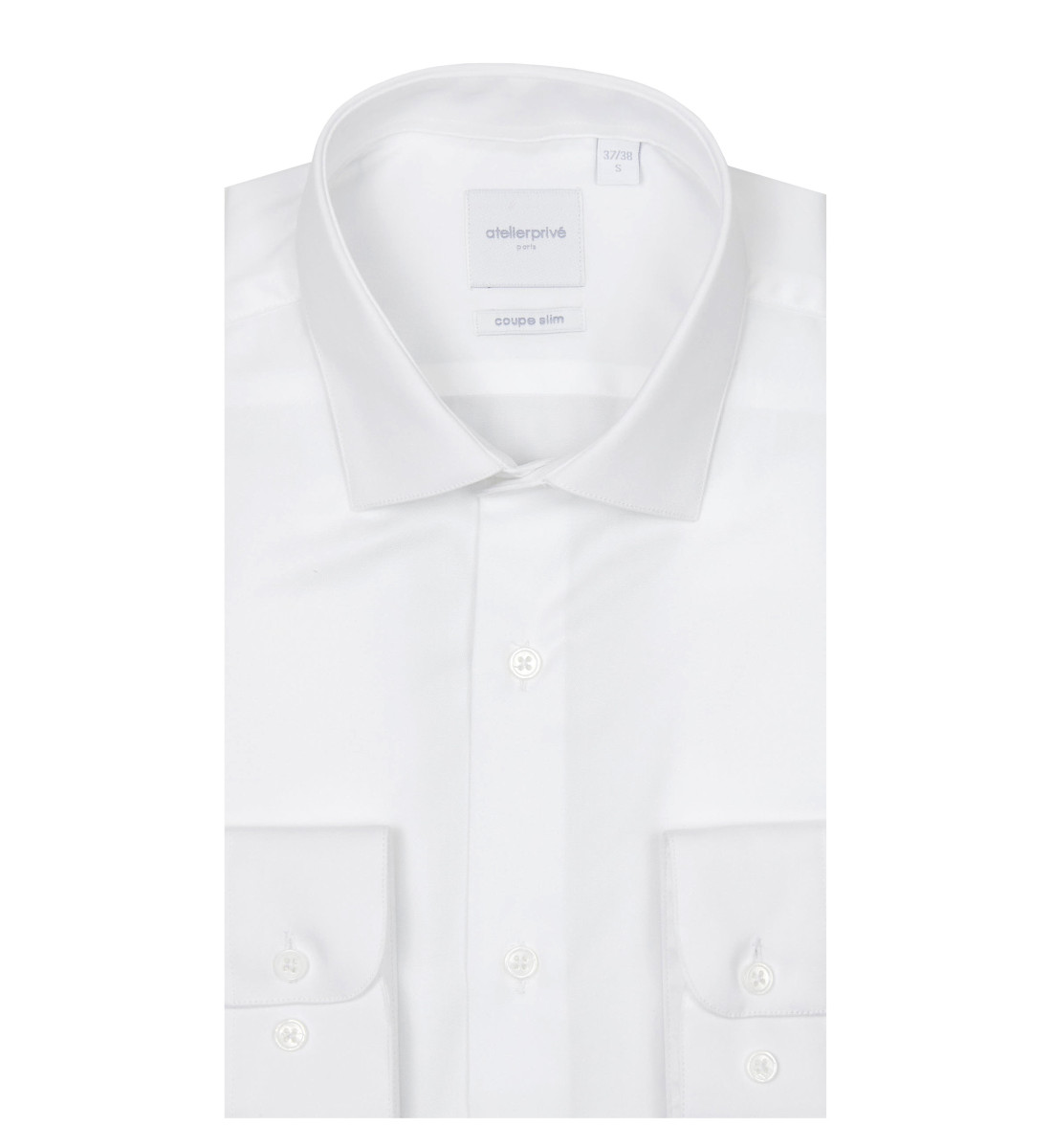 Chemise blanche en twill uni coupe cintrée