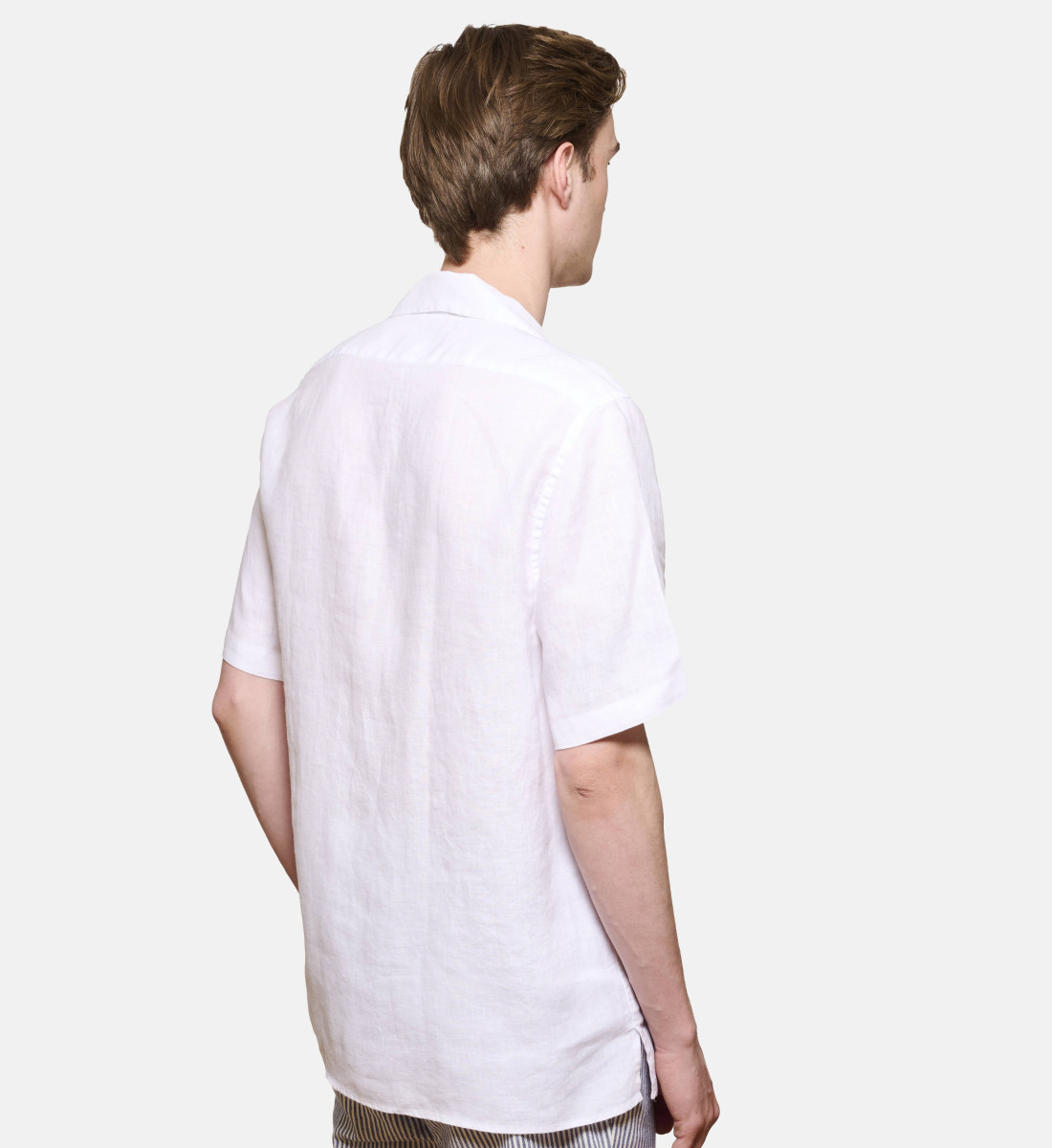 Chemise manches courtes coupe droite en lin BLANC