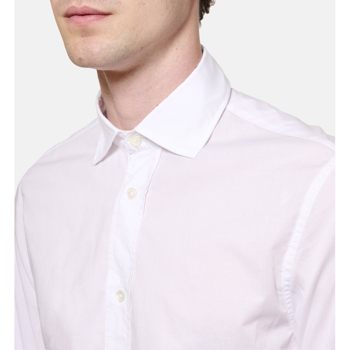 Chemise blanc en voile de coton coupe droite