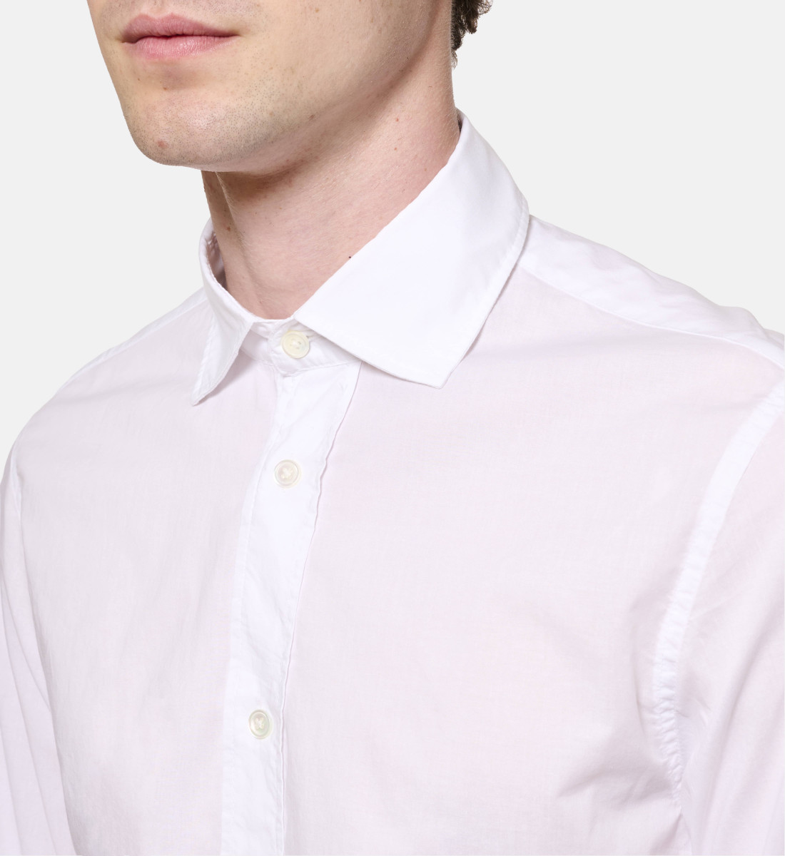 Chemise blanc en voile de coton coupe droite