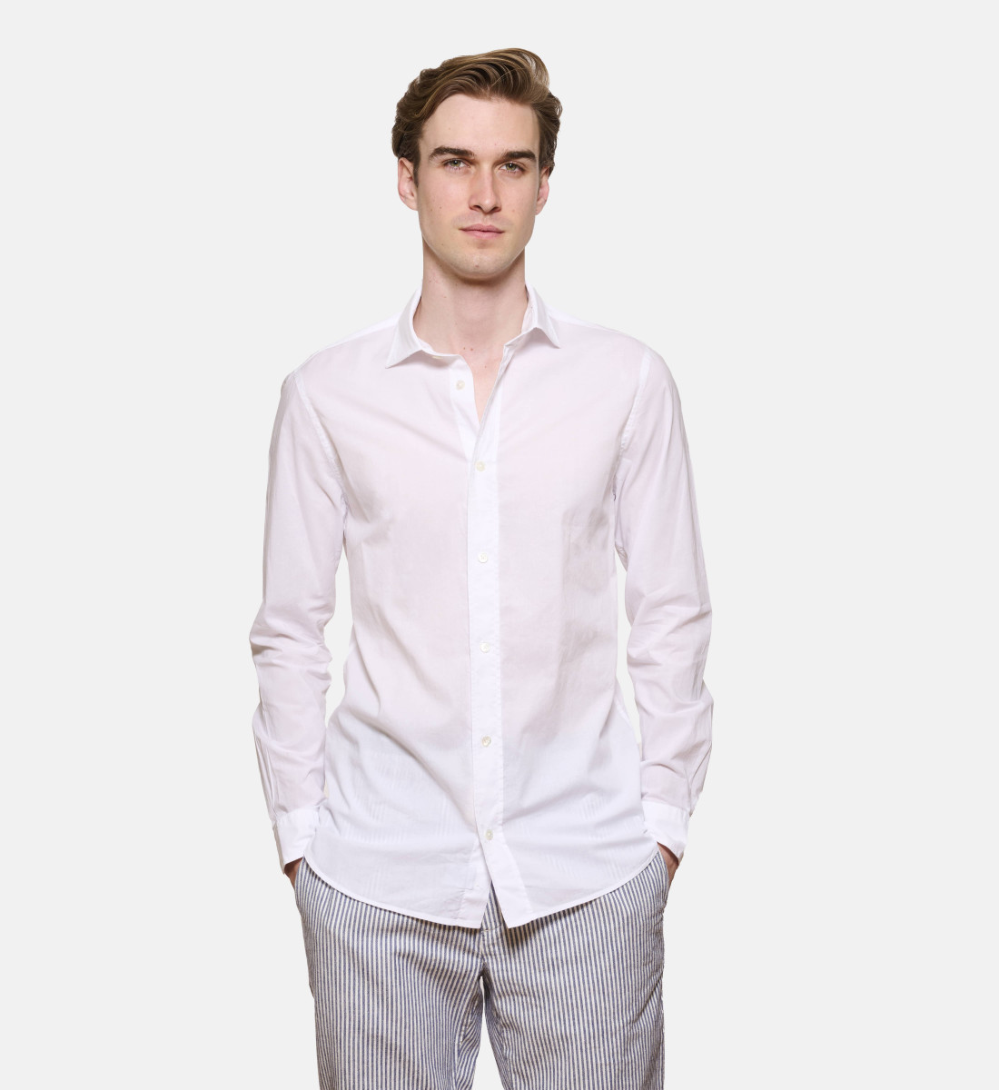 Chemise blanc en voile de coton coupe droite