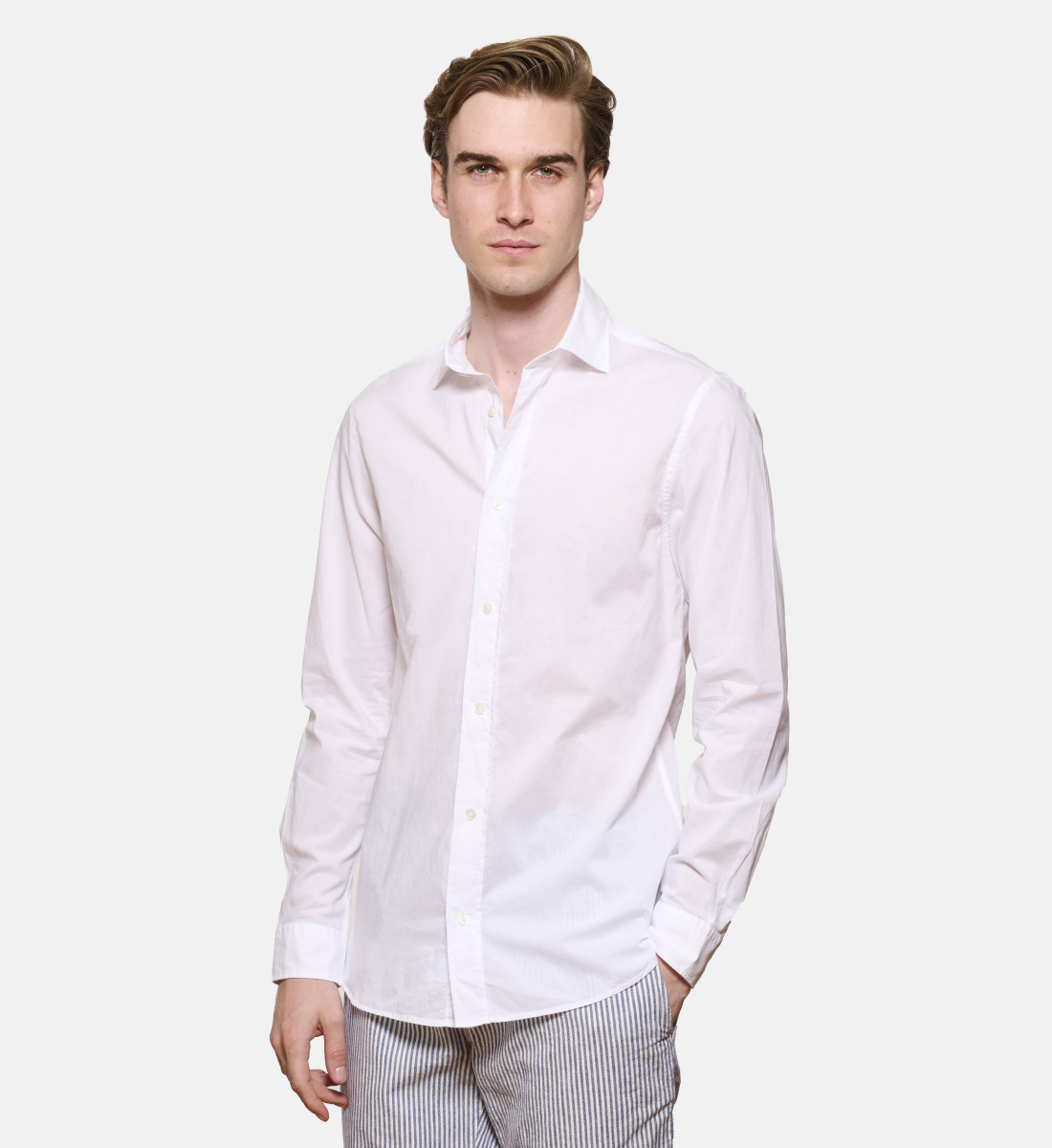 Chemise blanc en voile de coton coupe droite