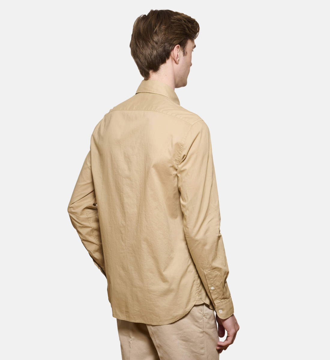 Chemise beige en voile de coton coupe droite