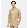 Chemise beige en voile de coton coupe droite