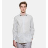 Chemise gris perle en voile de coton coupe droite