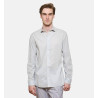 Chemise gris perle en voile de coton coupe droite