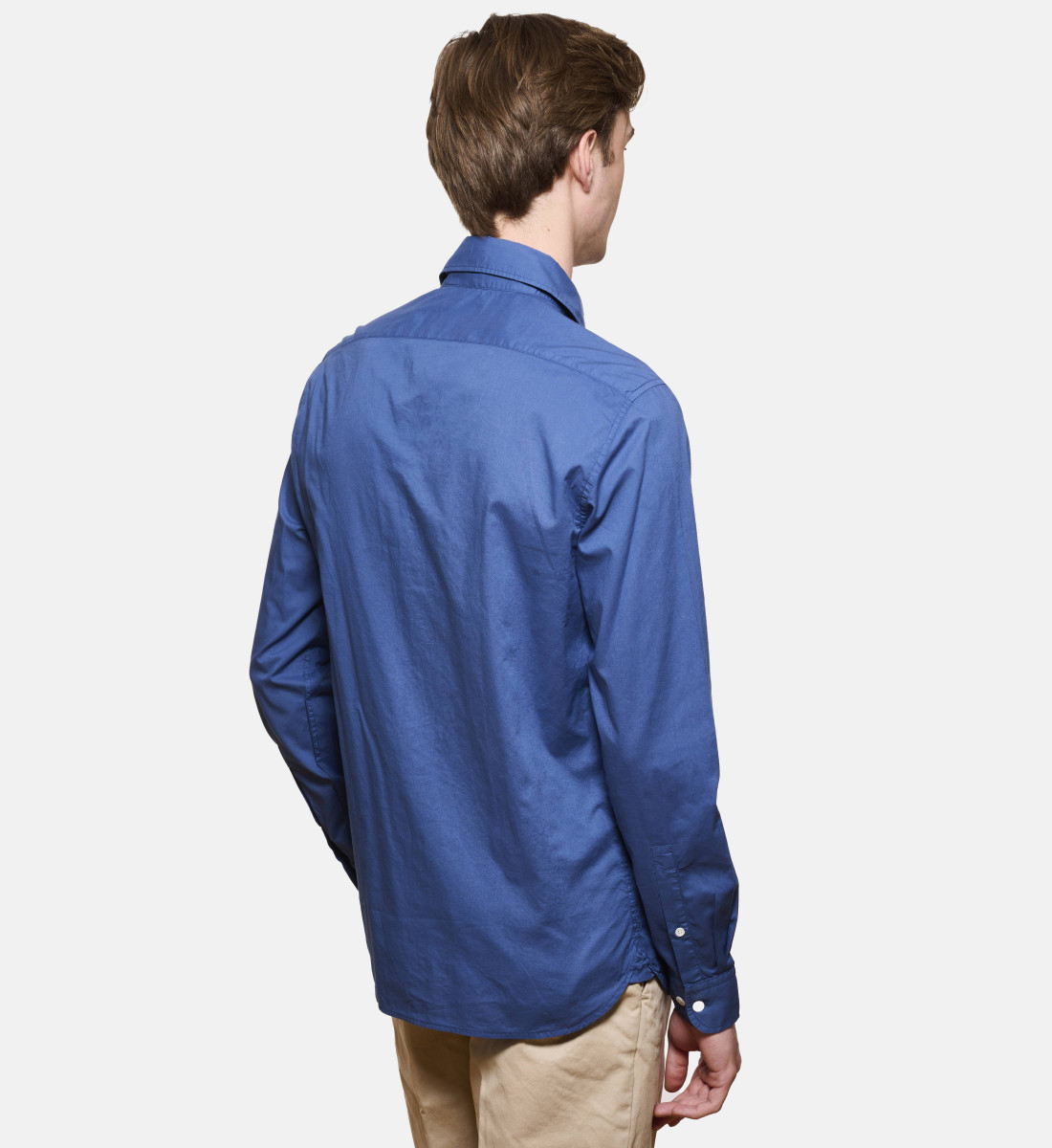 Chemise bleu en voile de coton coupe droite