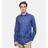 Chemise bleu en voile de coton coupe droite