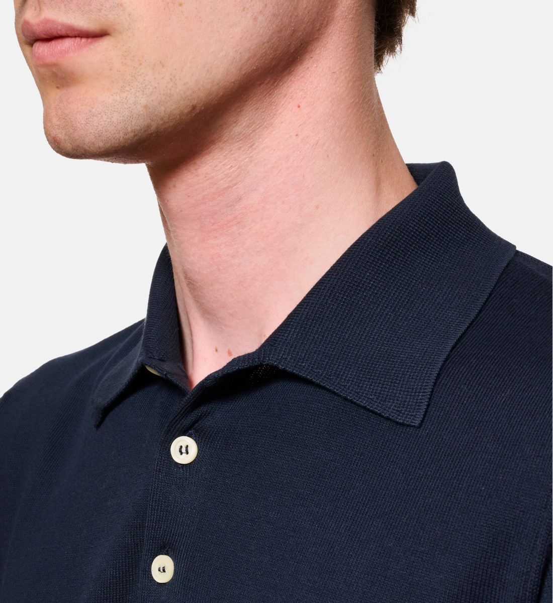 Polo en maille de coton Marine