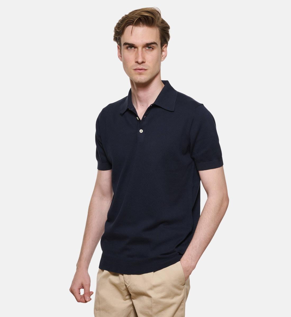 Polo en maille de coton Marine