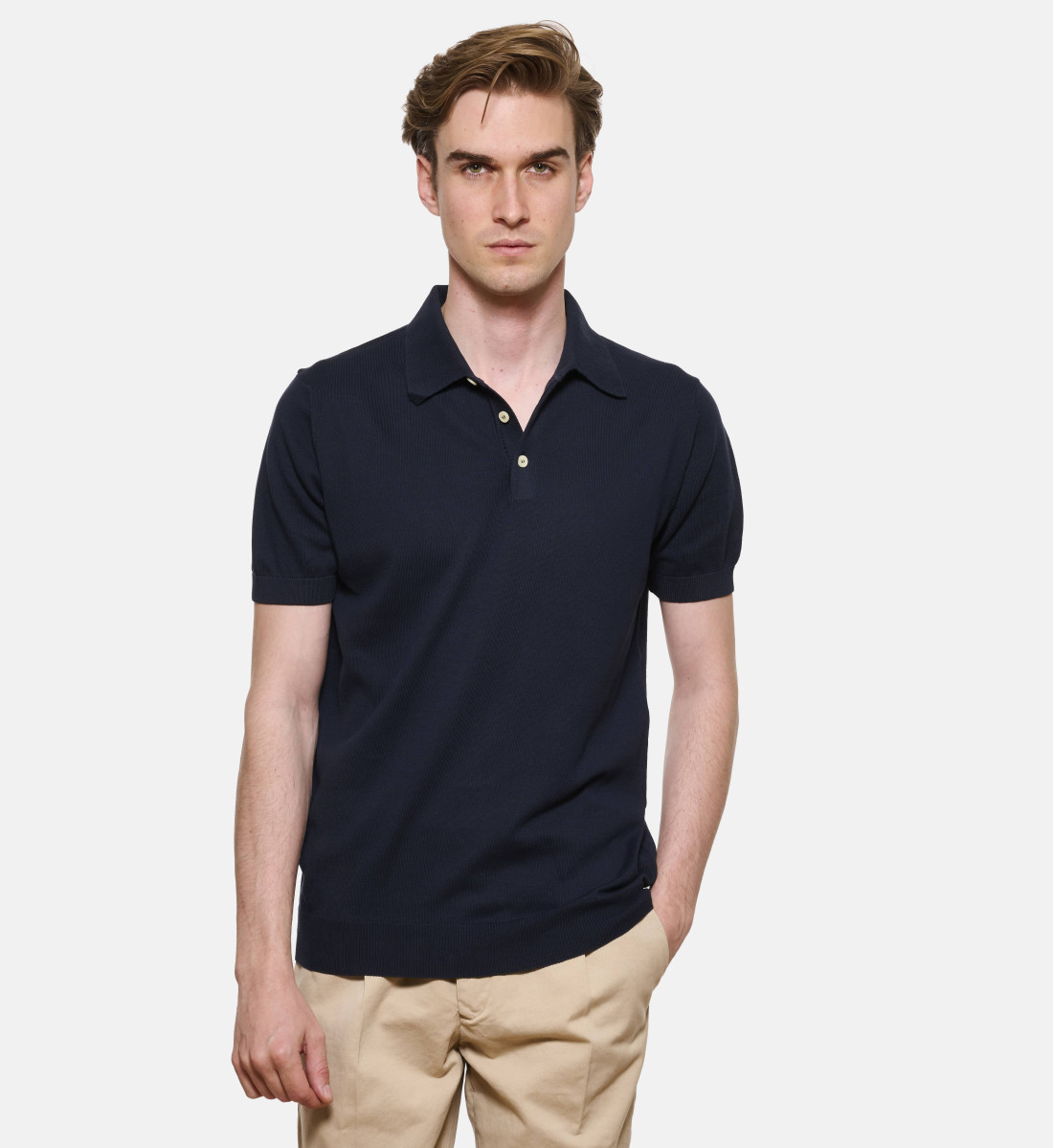 Polo en maille de coton Marine