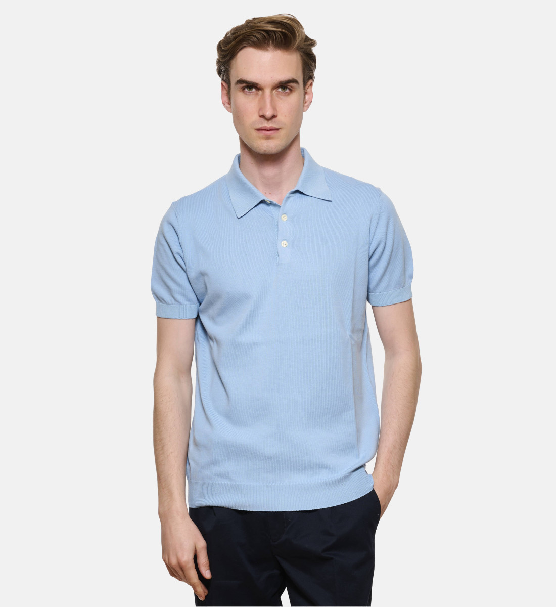 Polo en maille de coton Ciel