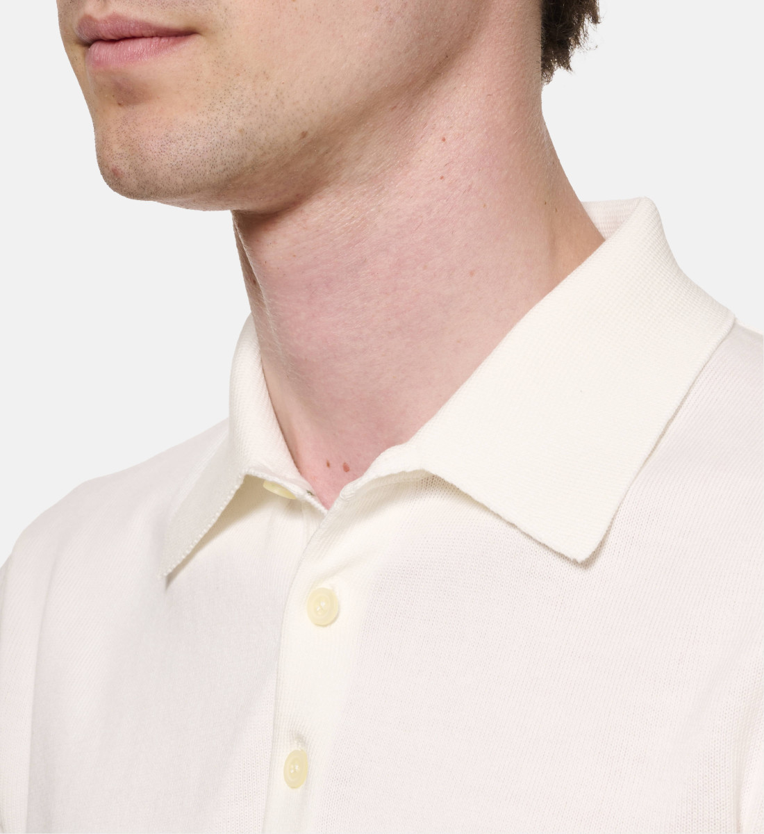 Polo en maille de coton Ecru