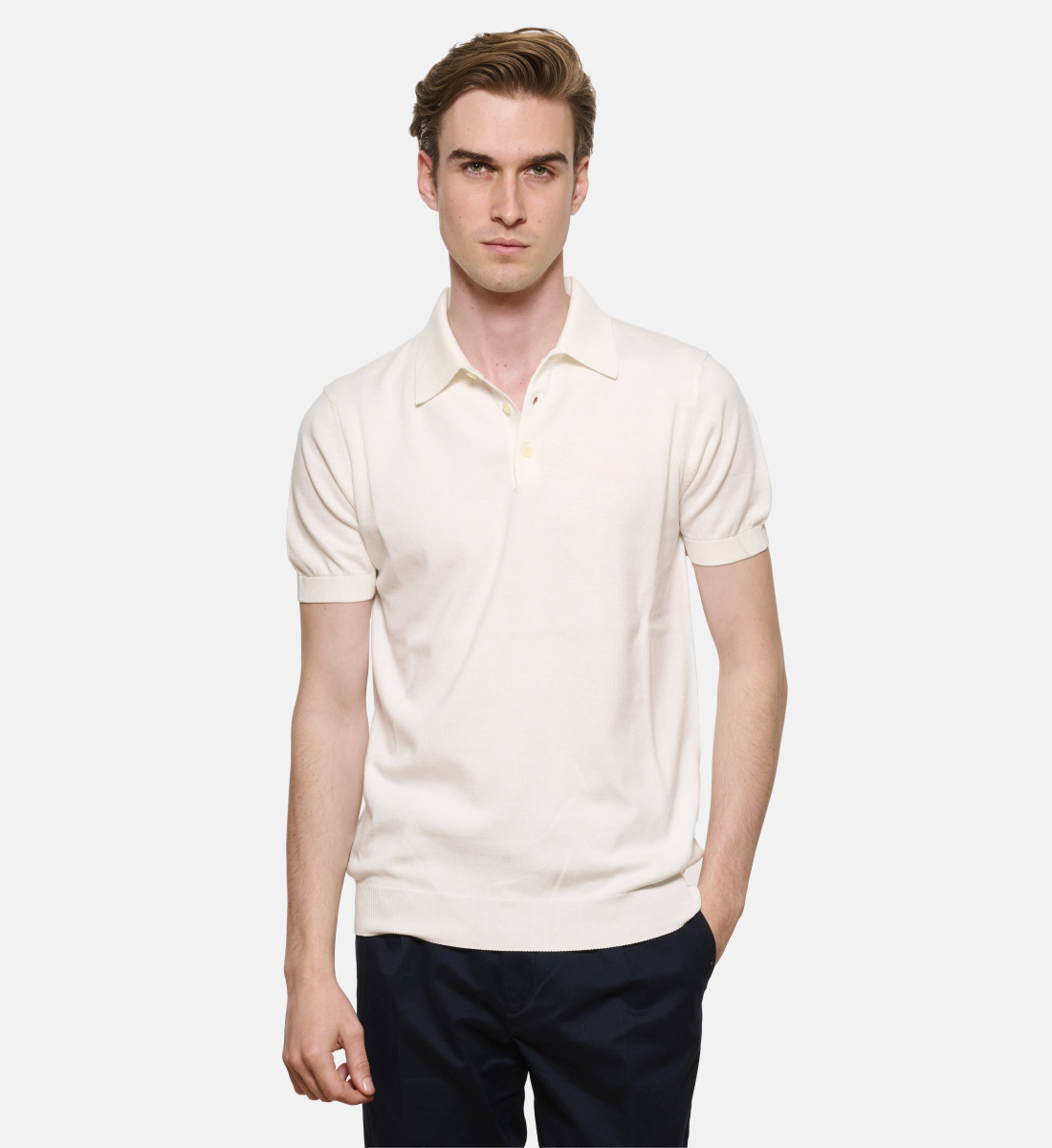 Polo en maille de coton Ecru