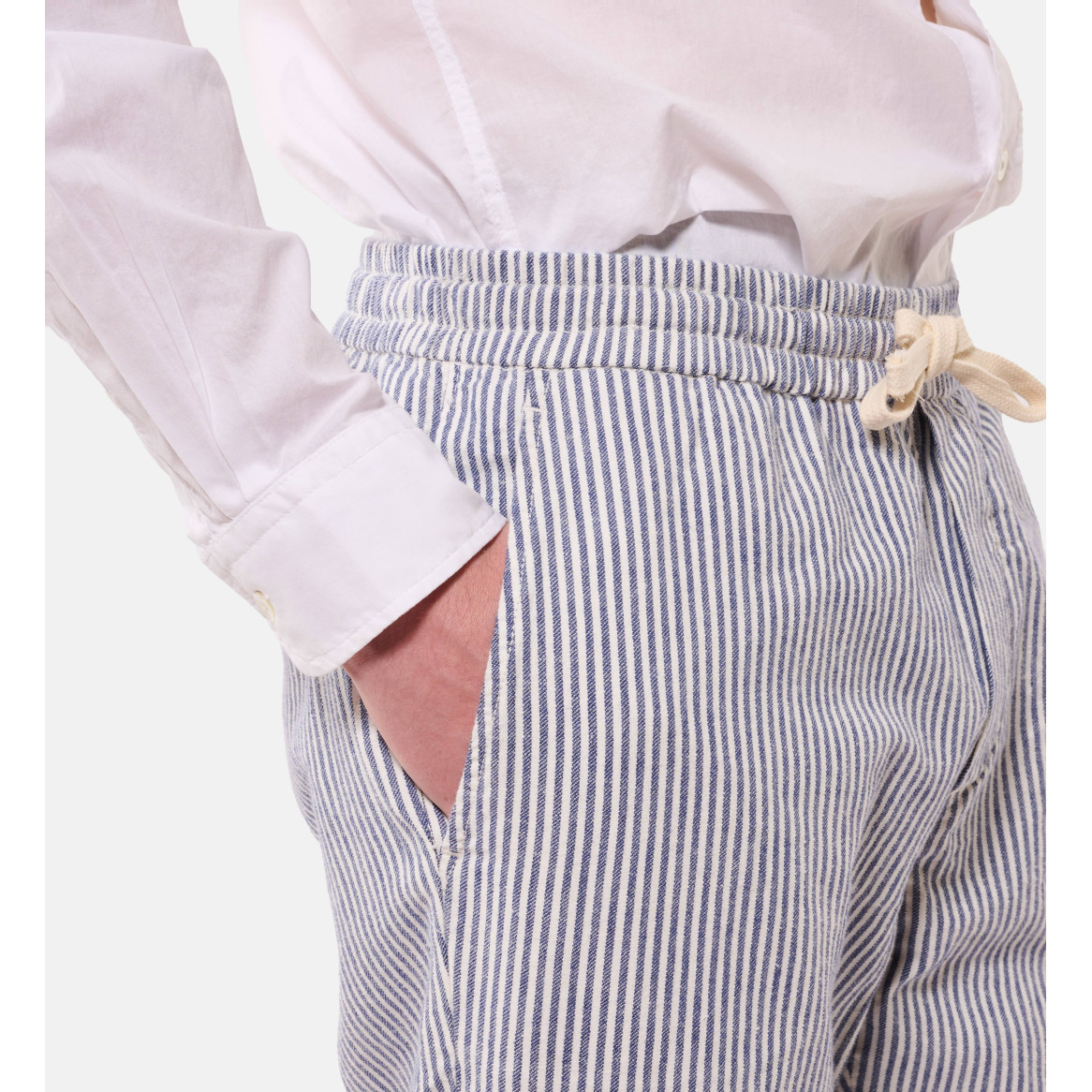 Pantalon coton lin taille élastique