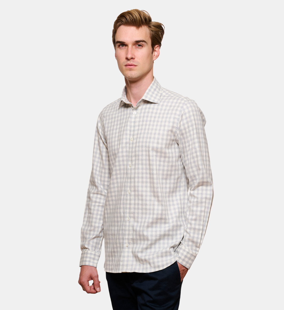 Chemise carreaux vichy en flanelle coupe cintrée