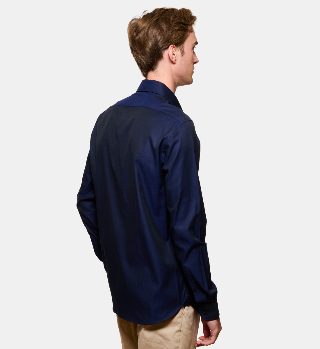 Chemise marine en twill coupe droite