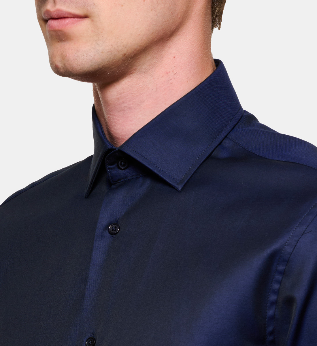 Chemise marine en twill coupe droite